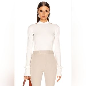 NEW HELMUT LANG VICOSE STRETCH OPENBACK PULLOVER ECRU WHITE CREAM SIZE MED $300